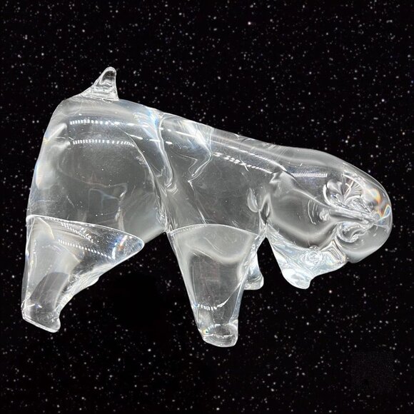 Konstglas Ronneby Sweden Crystal Clear Glass Bear Figurine Paperweight Vintage - Picture 9 of 10